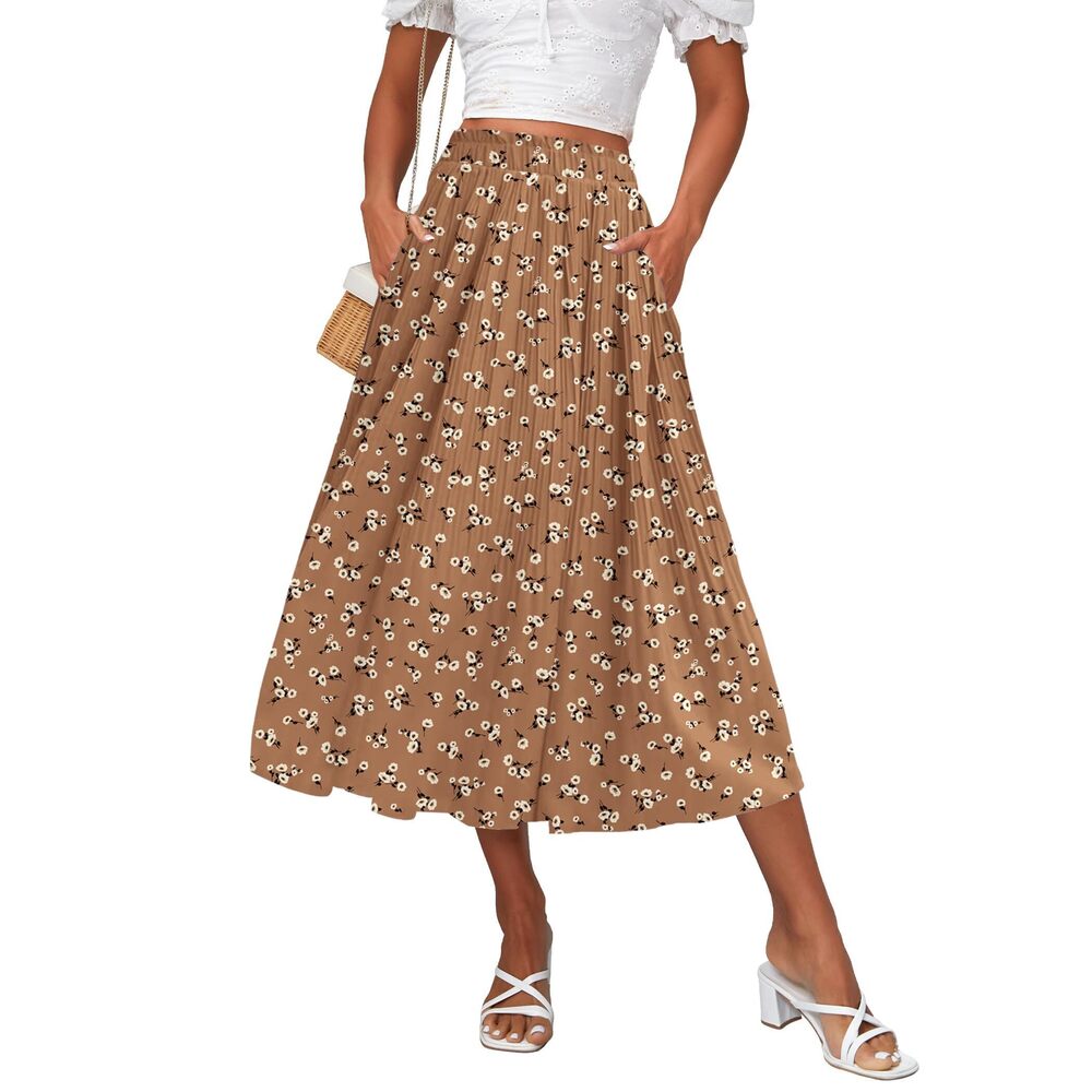 1358 Summer Skirts Long Skirts High Waisted Floral Skirts A-Line Flowy